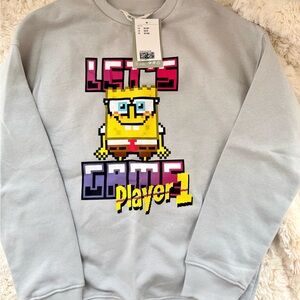 H&M Light Gray SpongeBob Graphic Crewneck Sweater